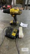 Dewalt 18v XR Li-ion Drill with Battery & DCB106 Charger - Please Note this Lot is Located at V &