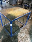 Mobile Metal Framed Table with MDF Top - Dimensions - L - 0.82m x W - 0.62m - Please Note this Lot