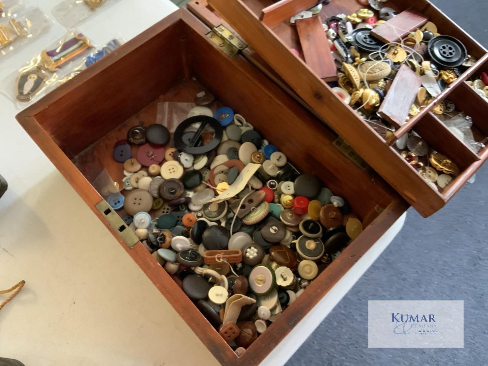 Mixed Lot of Service & Military Medals, Medal Year Book, Vintage Buttons, Wooden Jewellery Box - Image 19 of 19