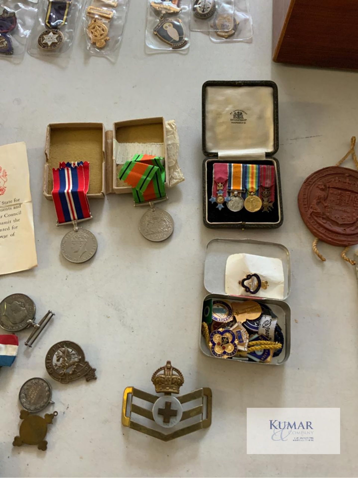 Mixed Lot of Service & Military Medals, Medal Year Book, Vintage Buttons, Wooden Jewellery Box - Image 7 of 19