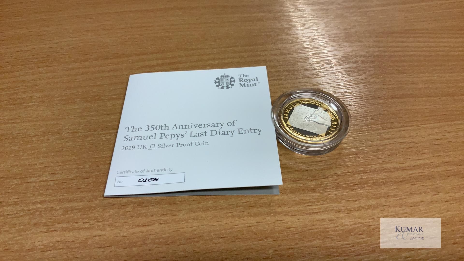 The Royal Mint Coin - The 350th Anniversary of Samuel Pepys Last Diary Entry 2019 UK £2 Silver Proof - Image 4 of 4