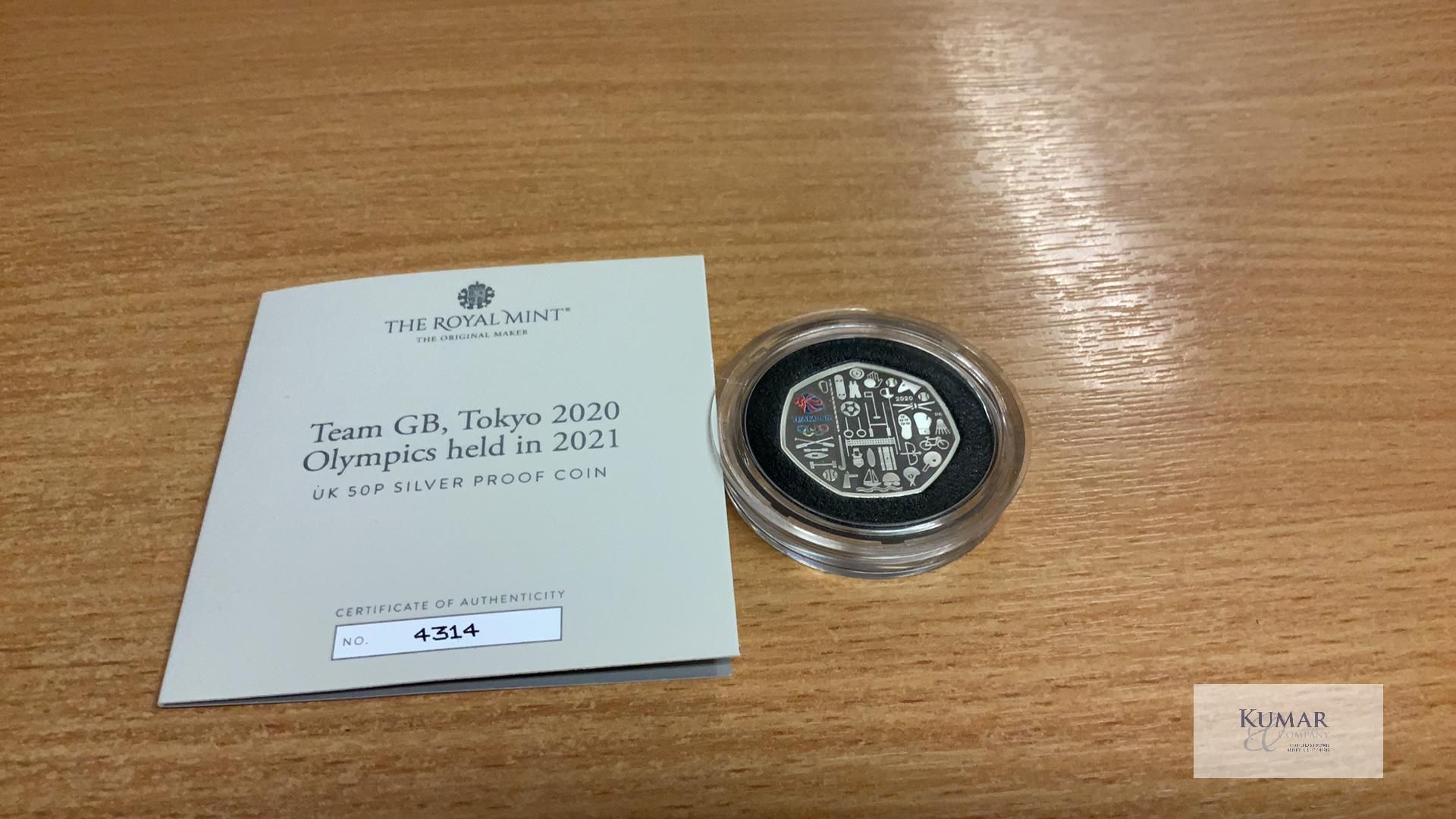 The Royal Mint Coin- Team GB Tokyo 2020 Olympics Held in 2021 2021 UK 50p Silver Proof Coin - Image 3 of 4