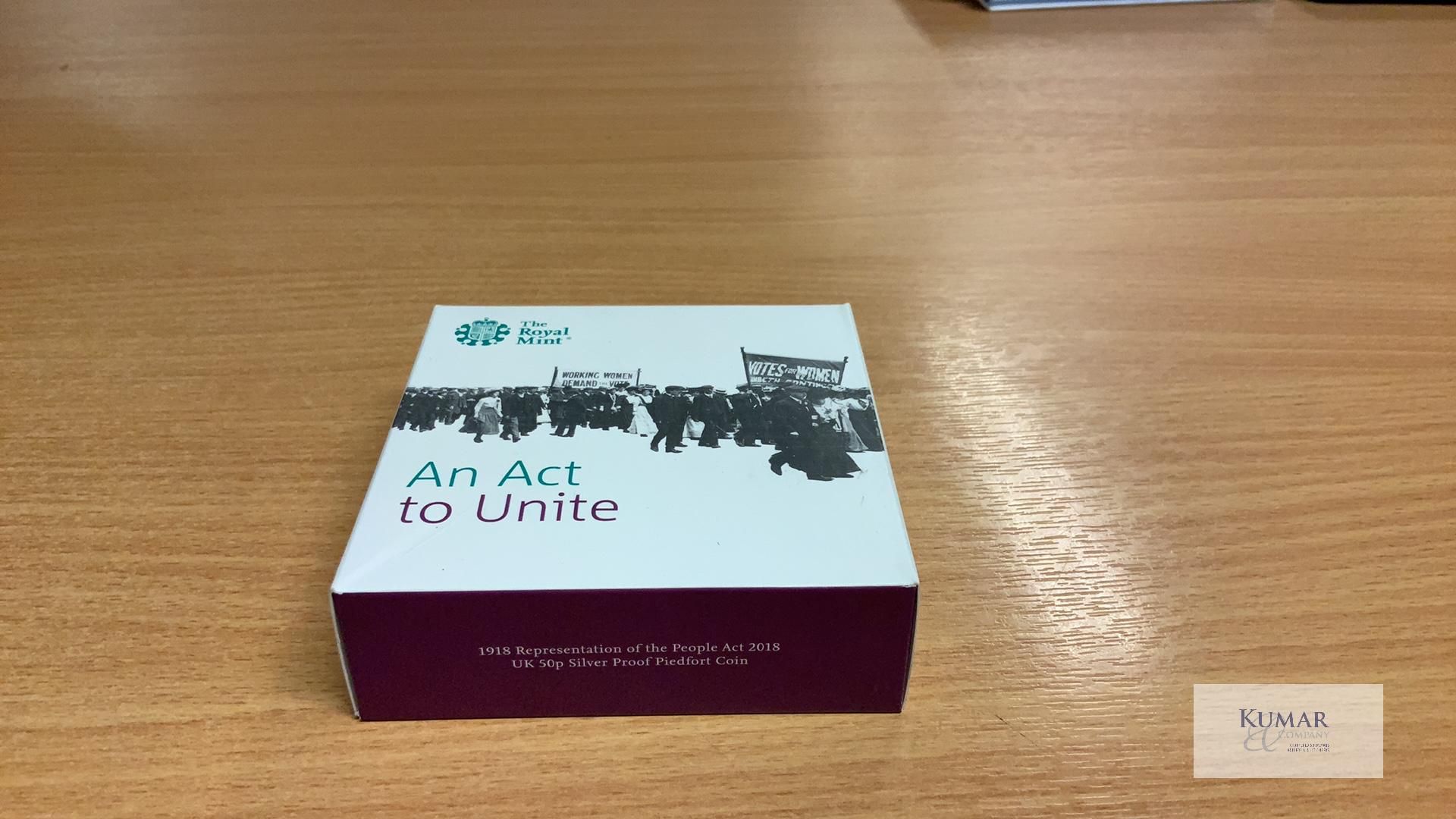 The Royal Mint Coin- An Act to Unite 1918 Representation of the People Act 2018 2018 UK 50p Silver