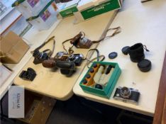 Mixed Lot of Vintage Cameras and Telescope Including; Canon EOS1000F Camera Body, Praktica LTL,