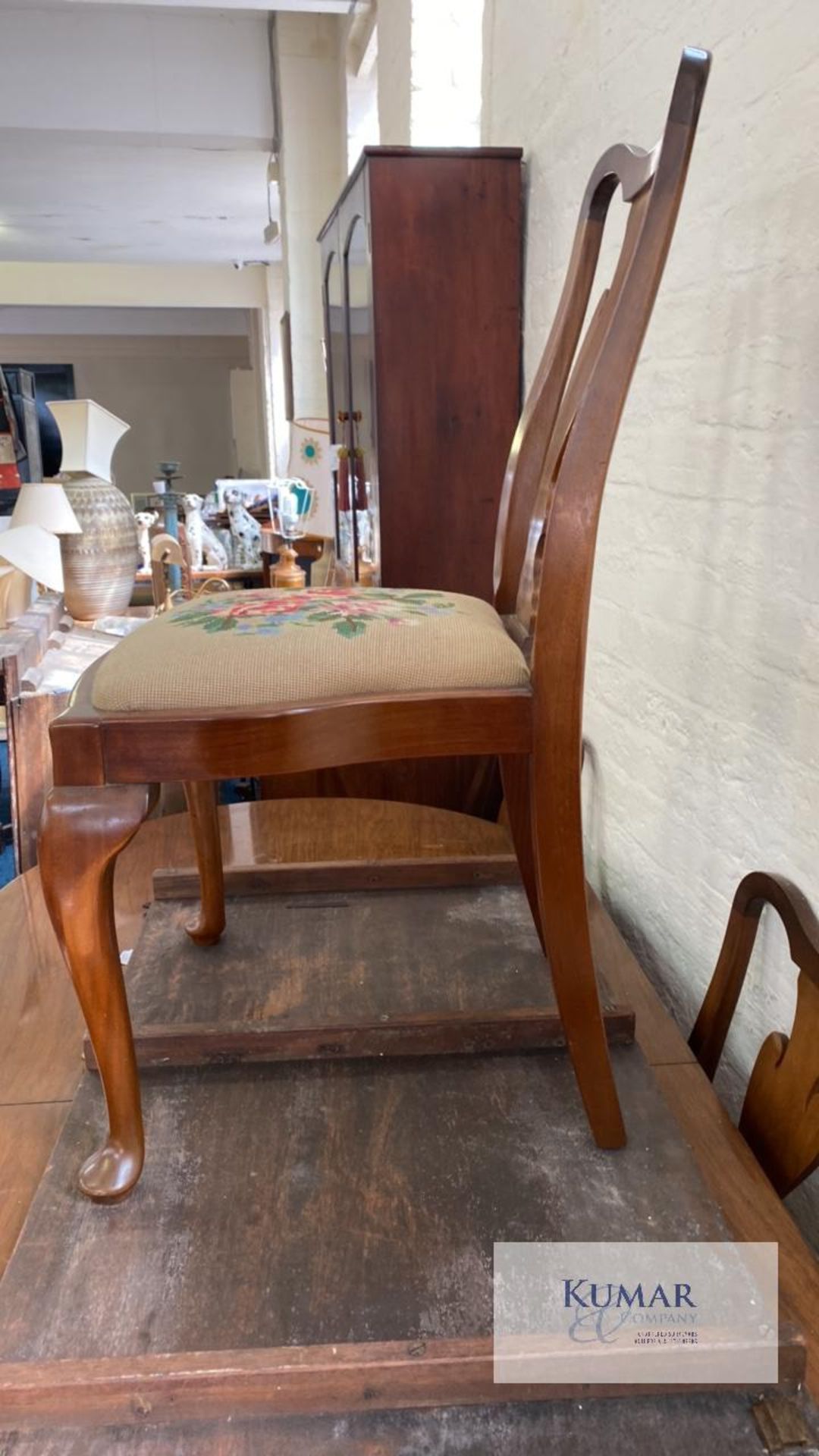 Wooden Extendable Dining Table with 6 Crochet Seat Wooden Chairs - Image 3 of 9