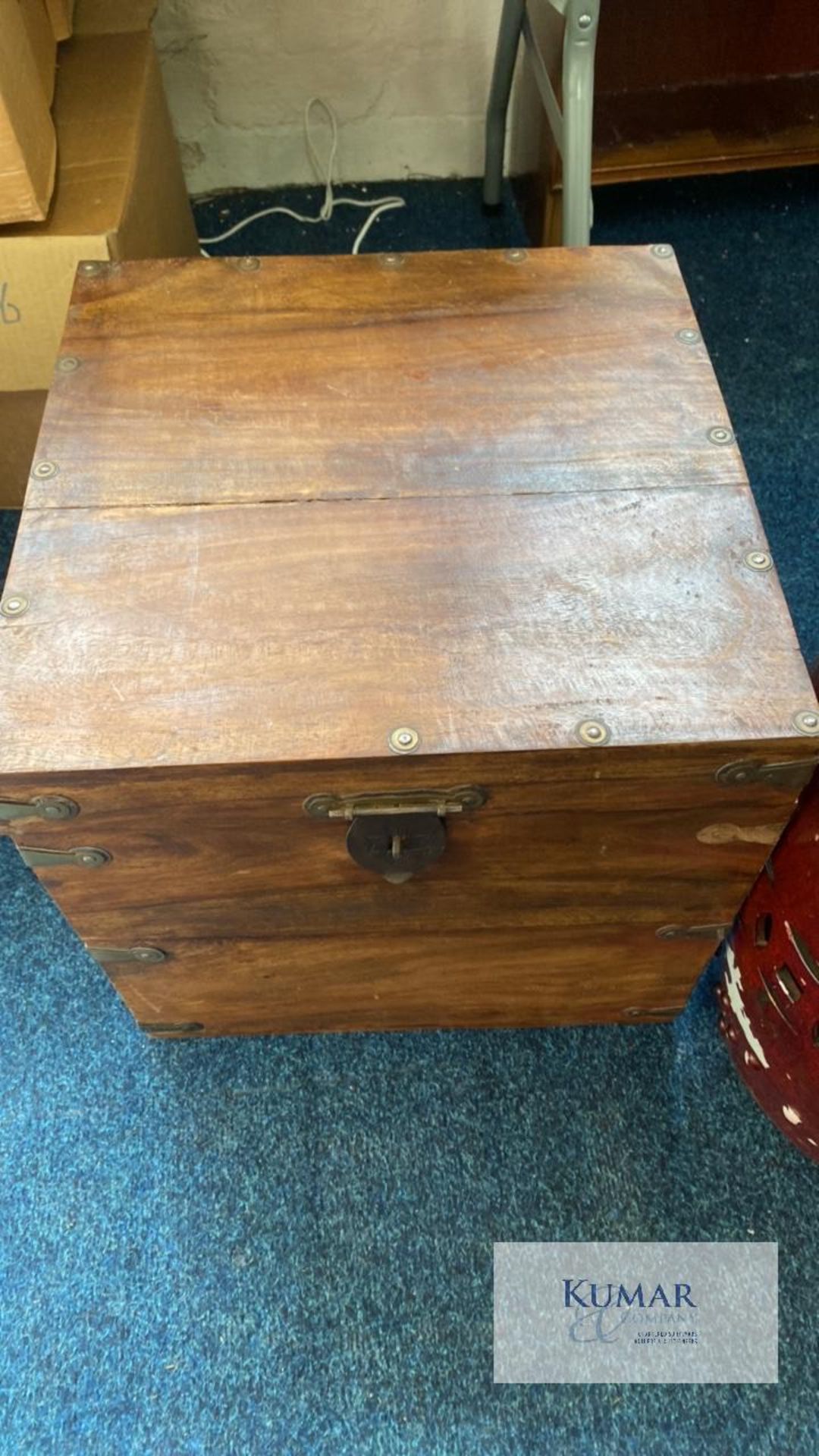 Set of Wooden Storage Boxes & Wooden Shelves & Ceramic Oriental Stool - Image 5 of 9