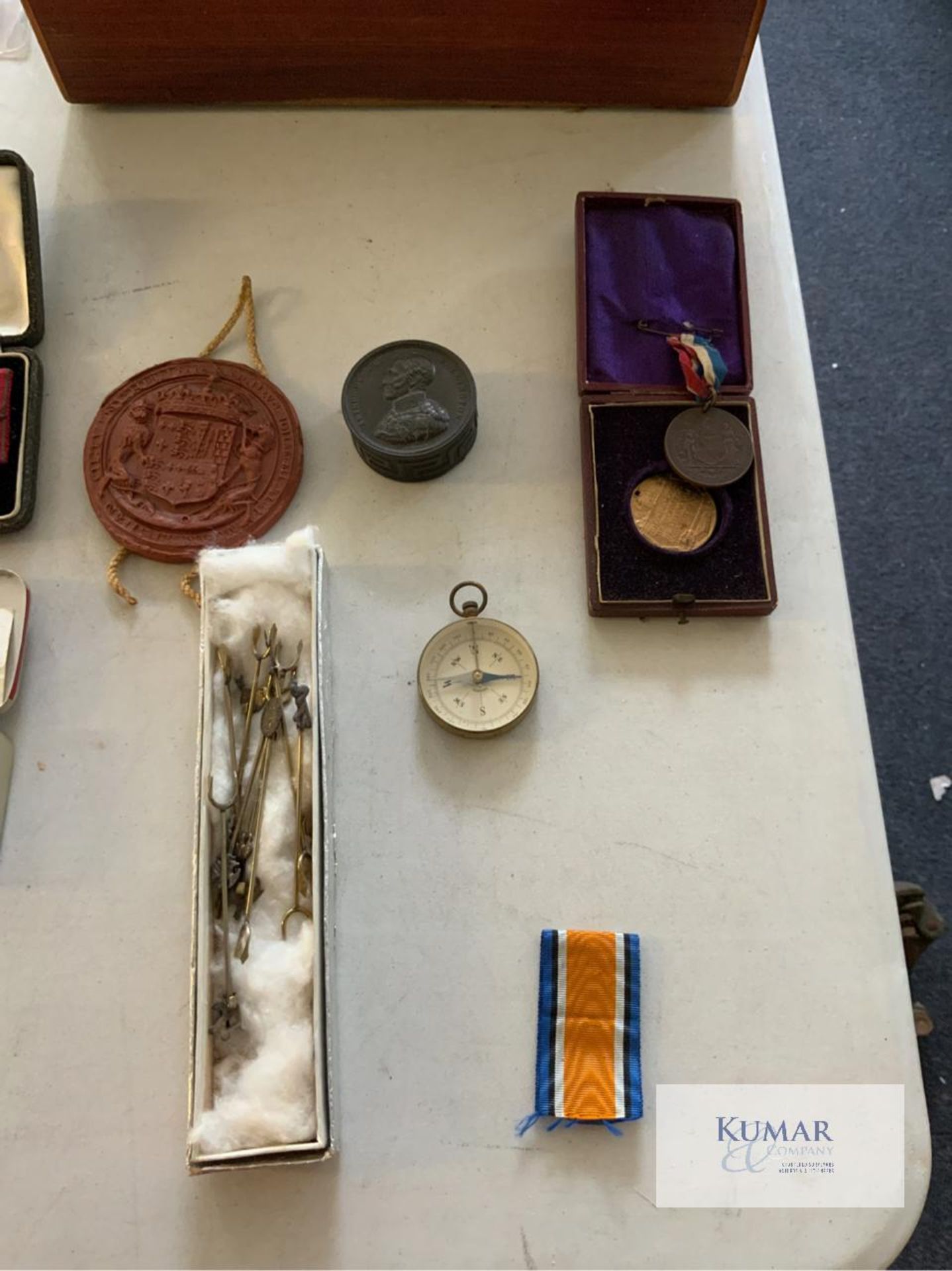 Mixed Lot of Service & Military Medals, Medal Year Book, Vintage Buttons, Wooden Jewellery Box - Image 12 of 19