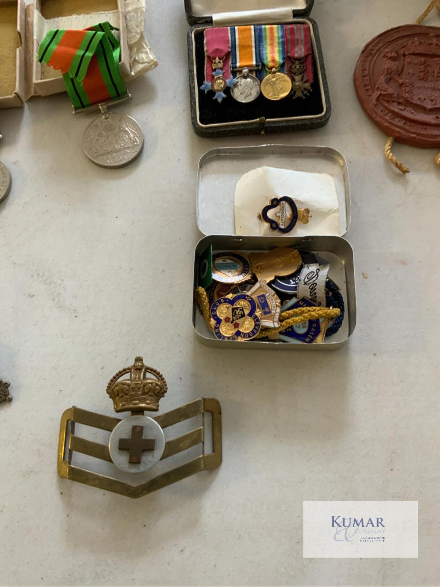 Mixed Lot of Service & Military Medals, Medal Year Book, Vintage Buttons, Wooden Jewellery Box - Image 11 of 19
