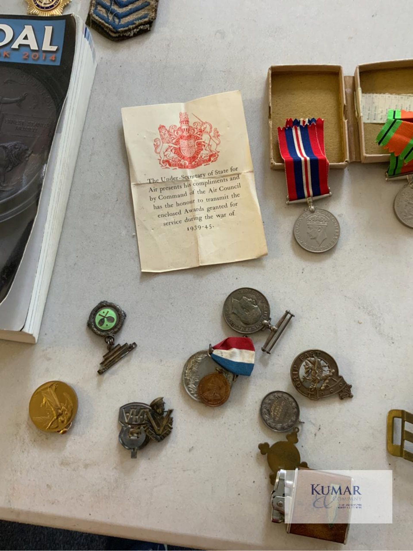 Mixed Lot of Service & Military Medals, Medal Year Book, Vintage Buttons, Wooden Jewellery Box - Image 5 of 19