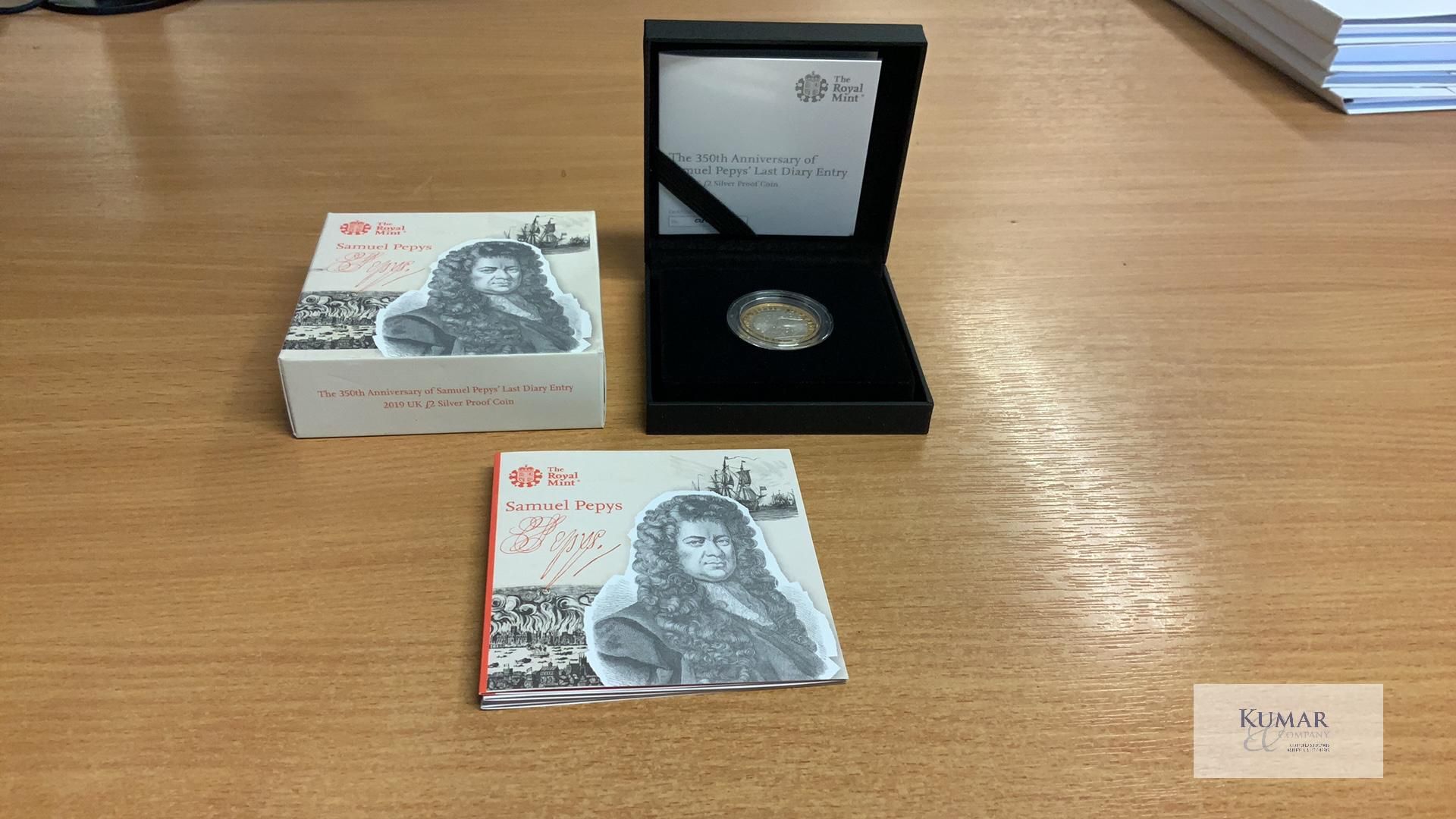 The Royal Mint Coin - The 350th Anniversary of Samuel Pepys Last Diary Entry 2019 UK £2 Silver Proof - Image 3 of 4