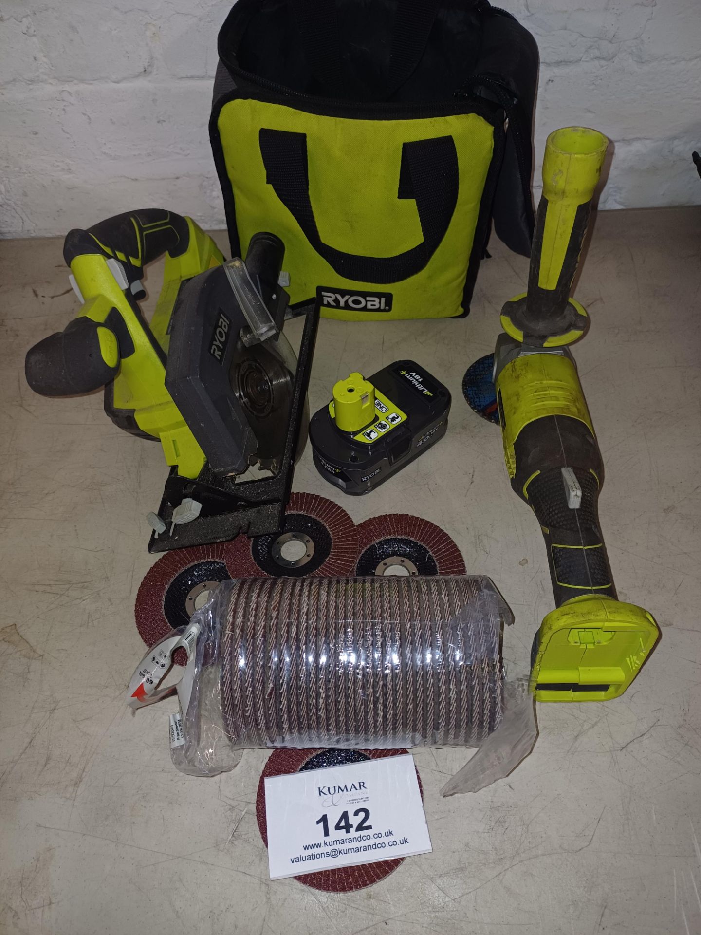 Ryobi Grinder - Model R18AG - Serial No: 4443103355933 (2018) Ryobi Circular Saw - Model R18CSP -