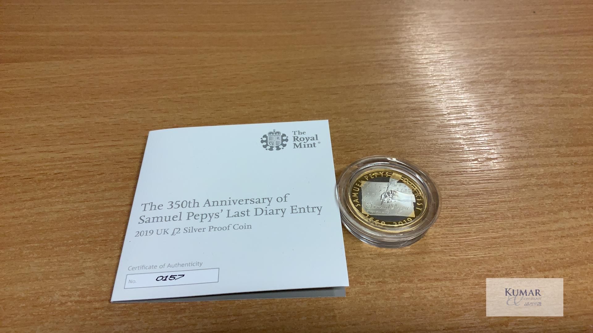 The Royal Mint Coin - The 350th Anniversary of Samuel Pepys Last Diary Entry 2019 UK £2 Silver Proof - Image 2 of 4