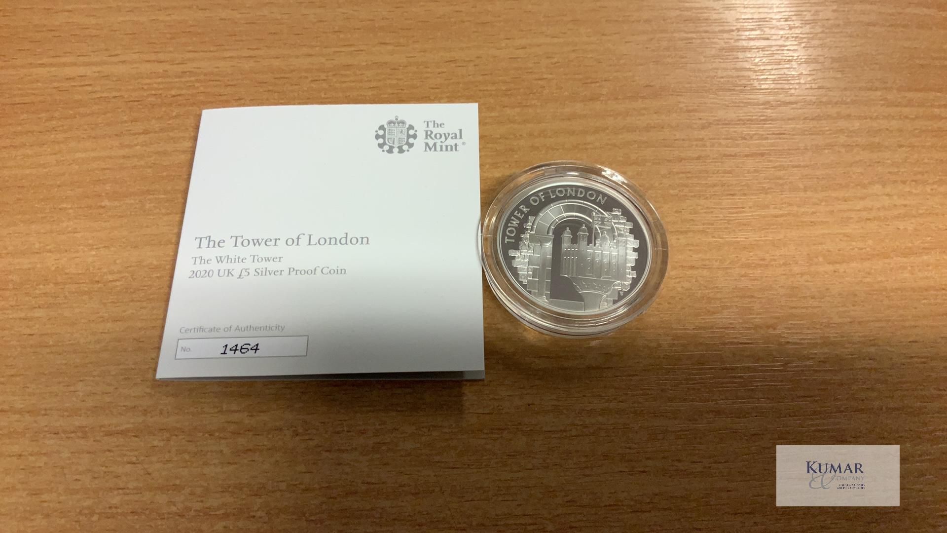 The Royal Mint Collection- The Tower of London Coin Collection. The White Tower 2020 UK £5 Silver - Image 3 of 4