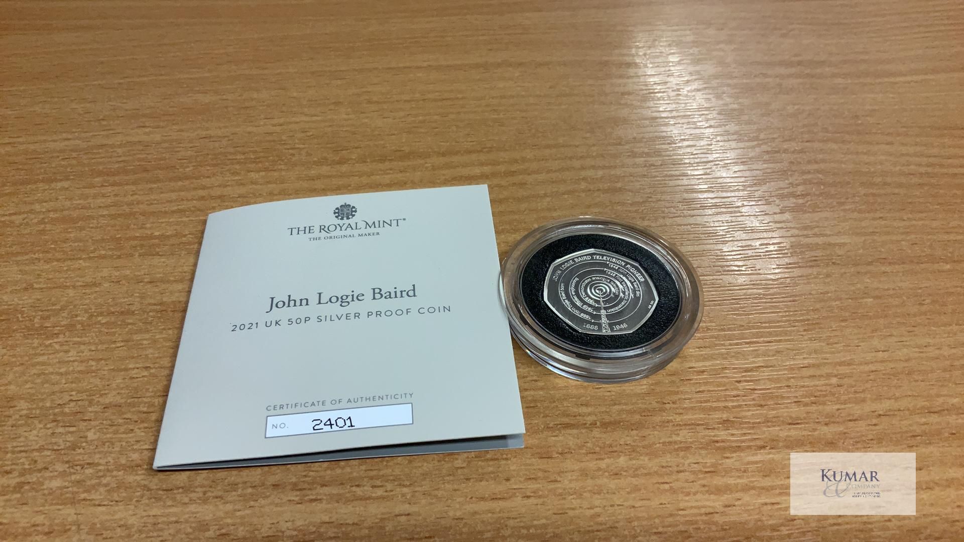 The Royal Mint Coin- John Logie Baird - The Father of Television 2021 UK 50p Silver Proof Coin - Image 3 of 4