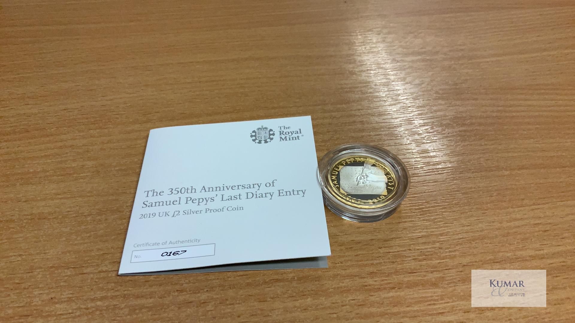 The Royal Mint Coin - The 350th Anniversary of Samuel Pepys Last Diary Entry 2019 UK £2 Silver Proof - Image 4 of 4