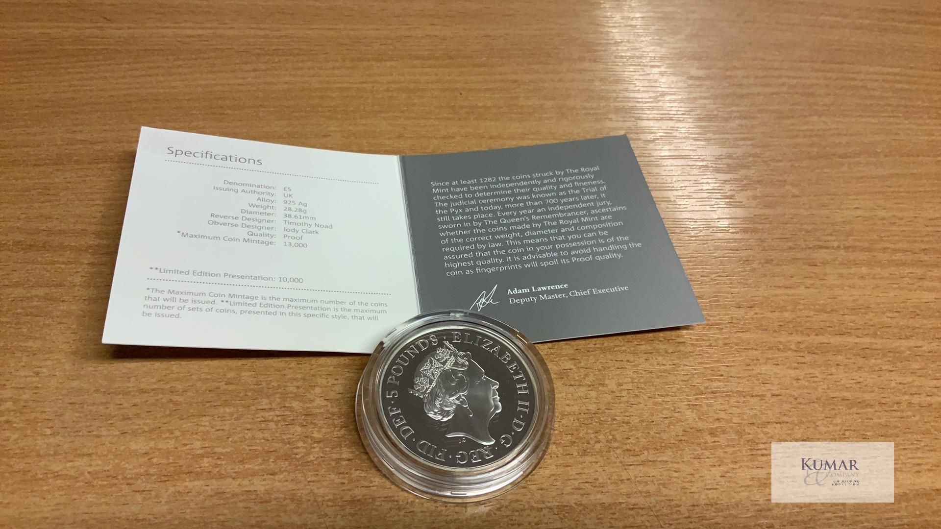 The Royal Mint Coin- The Centenary of the House of Windsor 2017 UK £5 Silver Proof Coin, Struck in - Image 3 of 4