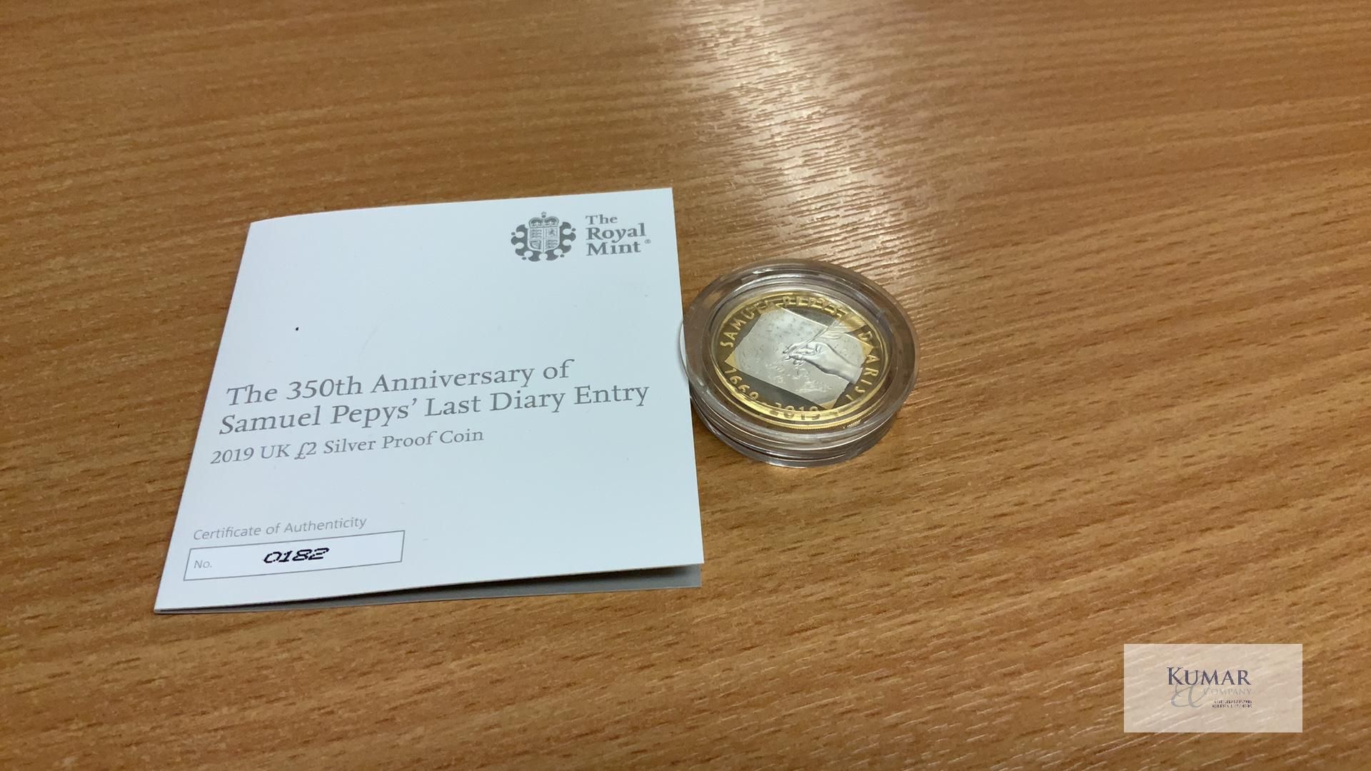 The Royal Mint Coin - The 350th Anniversary of Samuel Pepys Last Diary Entry 2019 UK £2 Silver Proof - Image 4 of 4