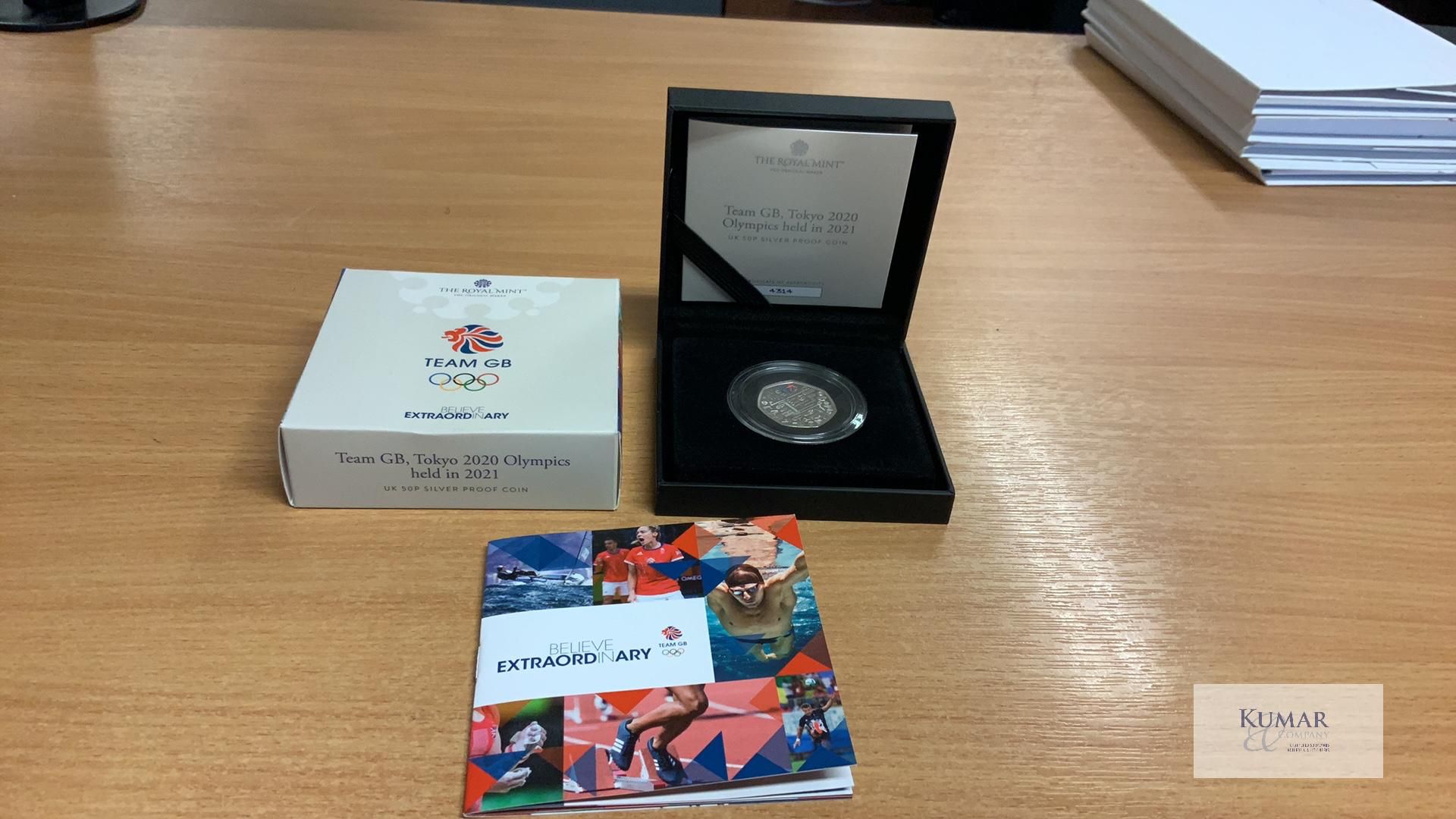 The Royal Mint Coin- Team GB Tokyo 2020 Olympics Held in 2021 2021 UK 50p Silver Proof Coin - Image 2 of 4