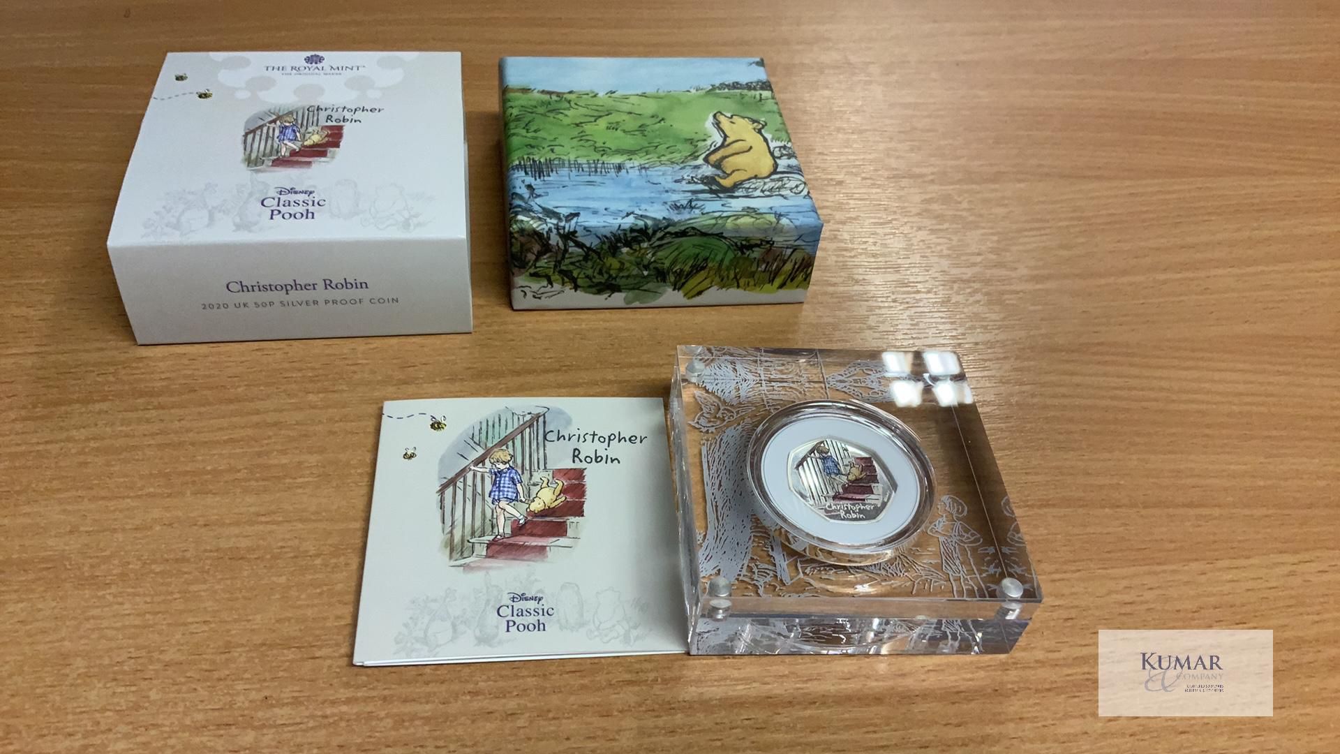 The Royal Mint Coin- Disney Classic Pooh Christopher Robin 2020 UK 50p Silver Proof Coin - Image 2 of 3