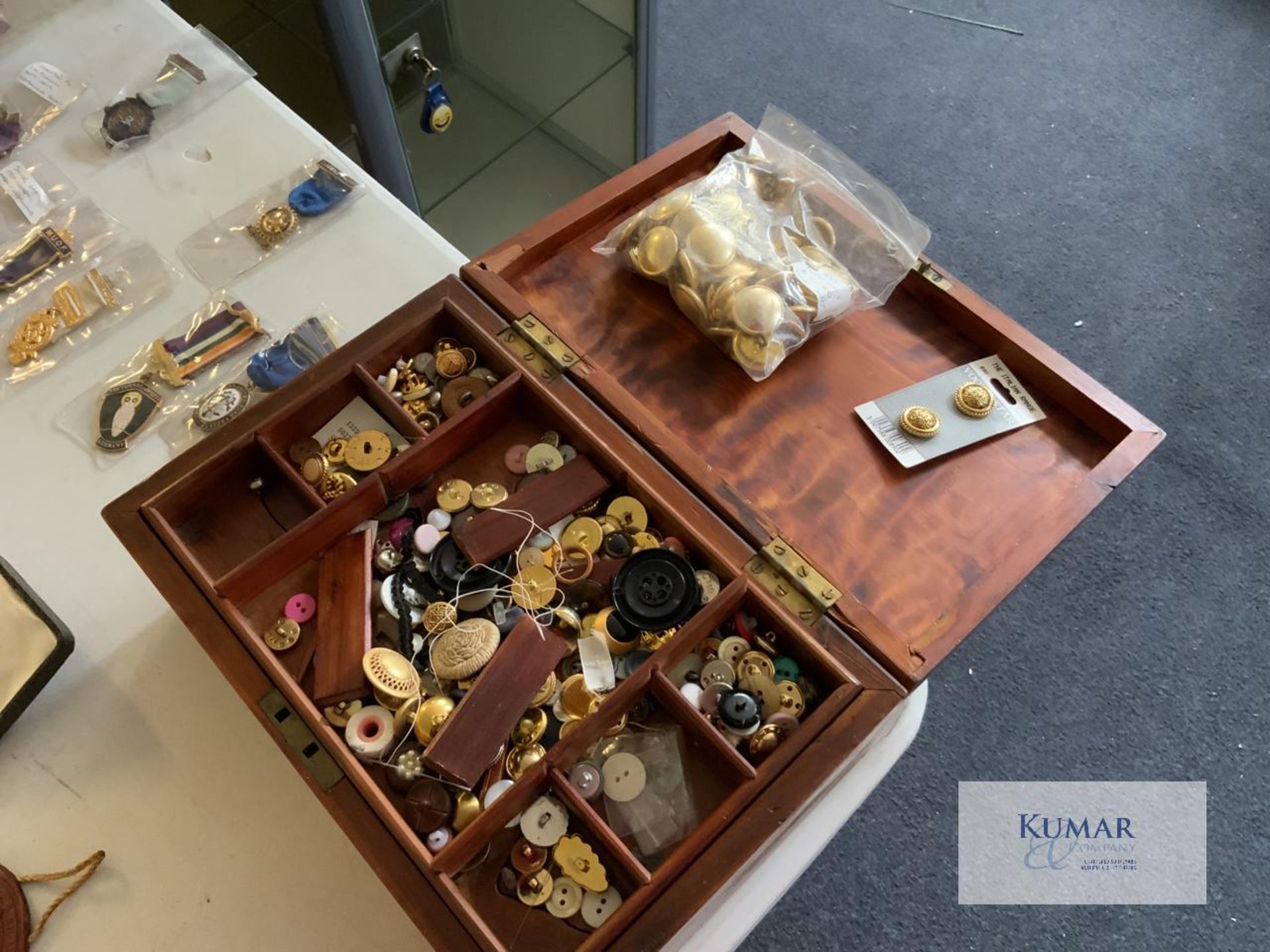 Mixed Lot of Service & Military Medals, Medal Year Book, Vintage Buttons, Wooden Jewellery Box - Image 18 of 19