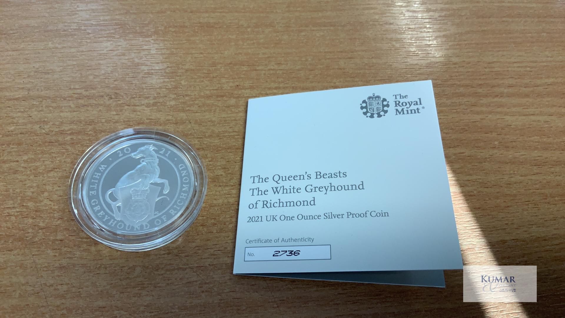 The Royal Mint Collection - The Queens Beasts. The White Greyhound of Richmond.2021 UK One Ounce - Image 3 of 5