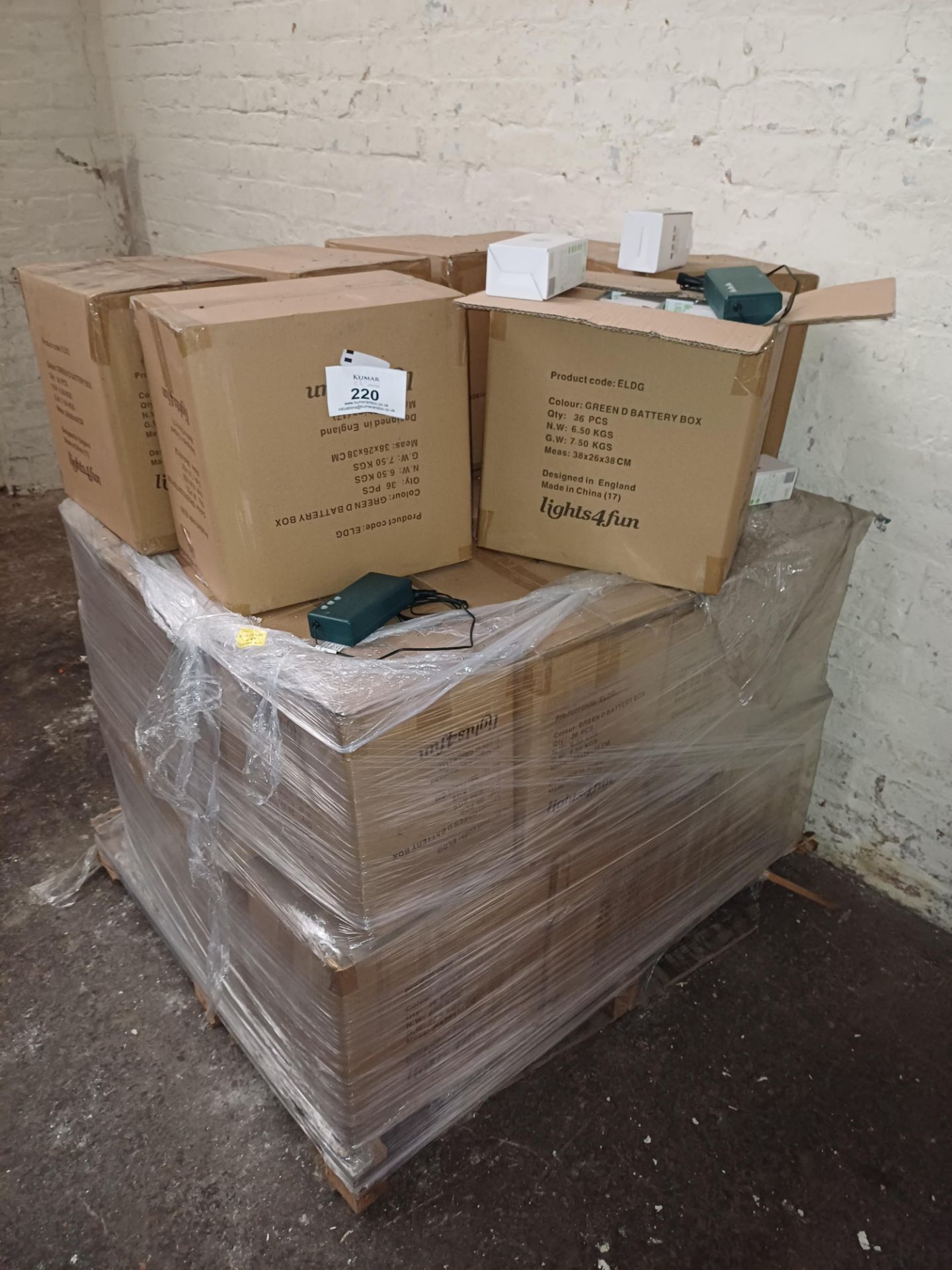 Pallet of Green Battery Boxes