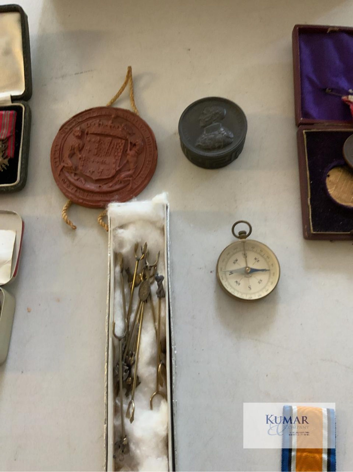 Mixed Lot of Service & Military Medals, Medal Year Book, Vintage Buttons, Wooden Jewellery Box - Image 14 of 19