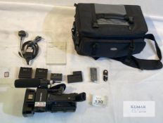 Sony PXW Z150 4k Pro Handycam w/ microphone, 3 batteries, AC adapter, 128GB SD card and camera bag