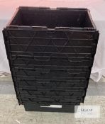 6 of Black Recycled Plastic Lidded Equipment Crates/Boxes and dolly Description: Perfect for