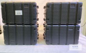 4 Matching interlocking 6U ABS 19" rack case with lid pockets Description: 4 matching, spider brand,