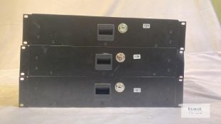 3 of 19" 2U Rack Drawer Description: 3 locking steel rack drawers, all keyed alike, supplied with