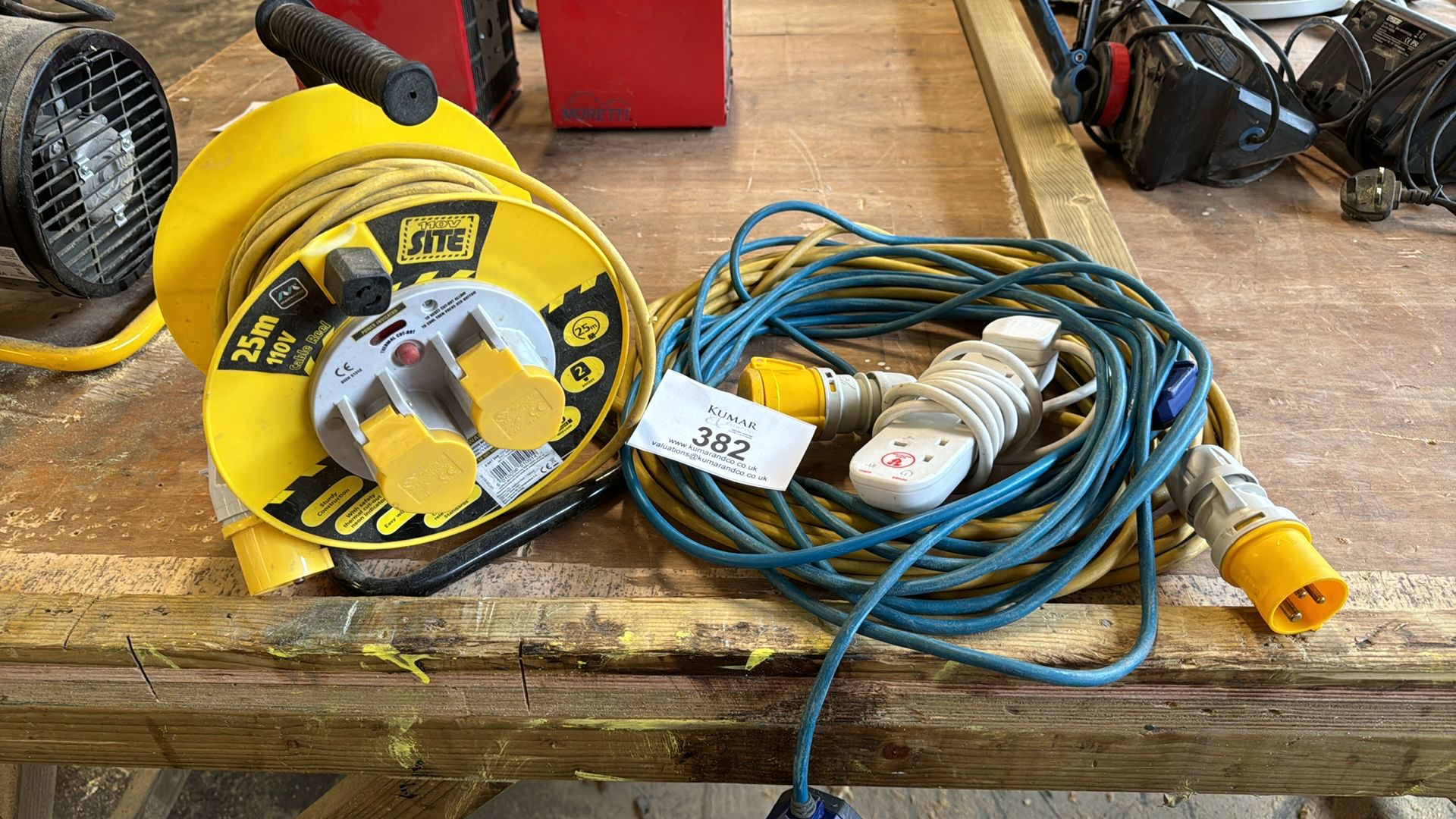 Site 25m 110V Extension Reel with Various Extension Cables