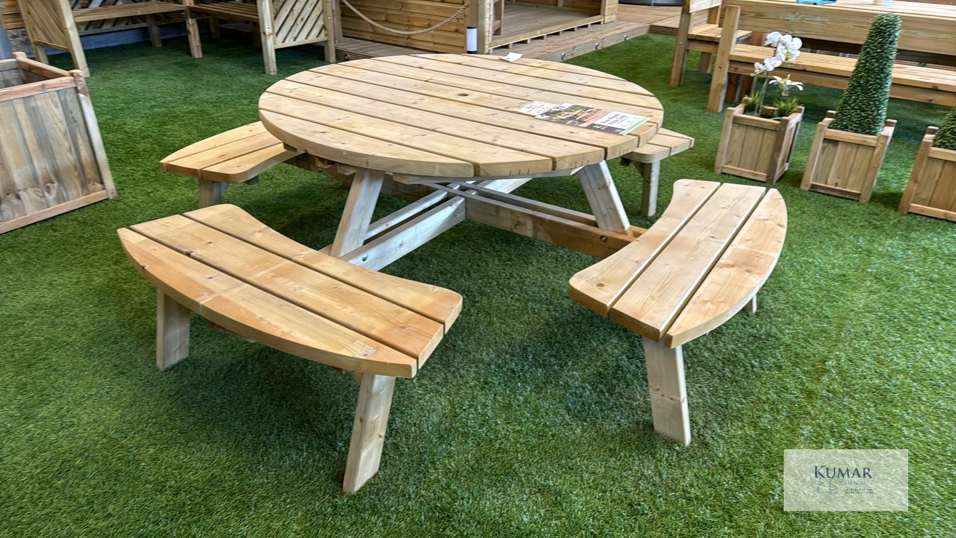 Rose Round Picnic Table w2.10m x h 2.23m, RRP £555.99 - Image 2 of 8