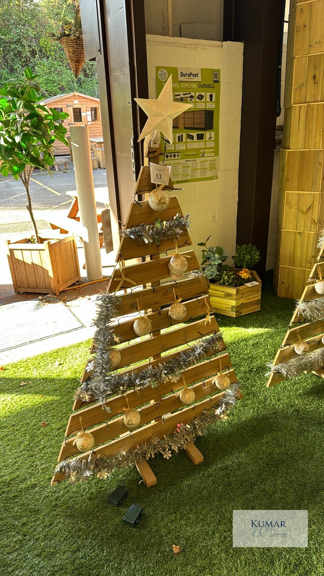 Wooden Xmas Tree with Decorations - Image 2 of 3