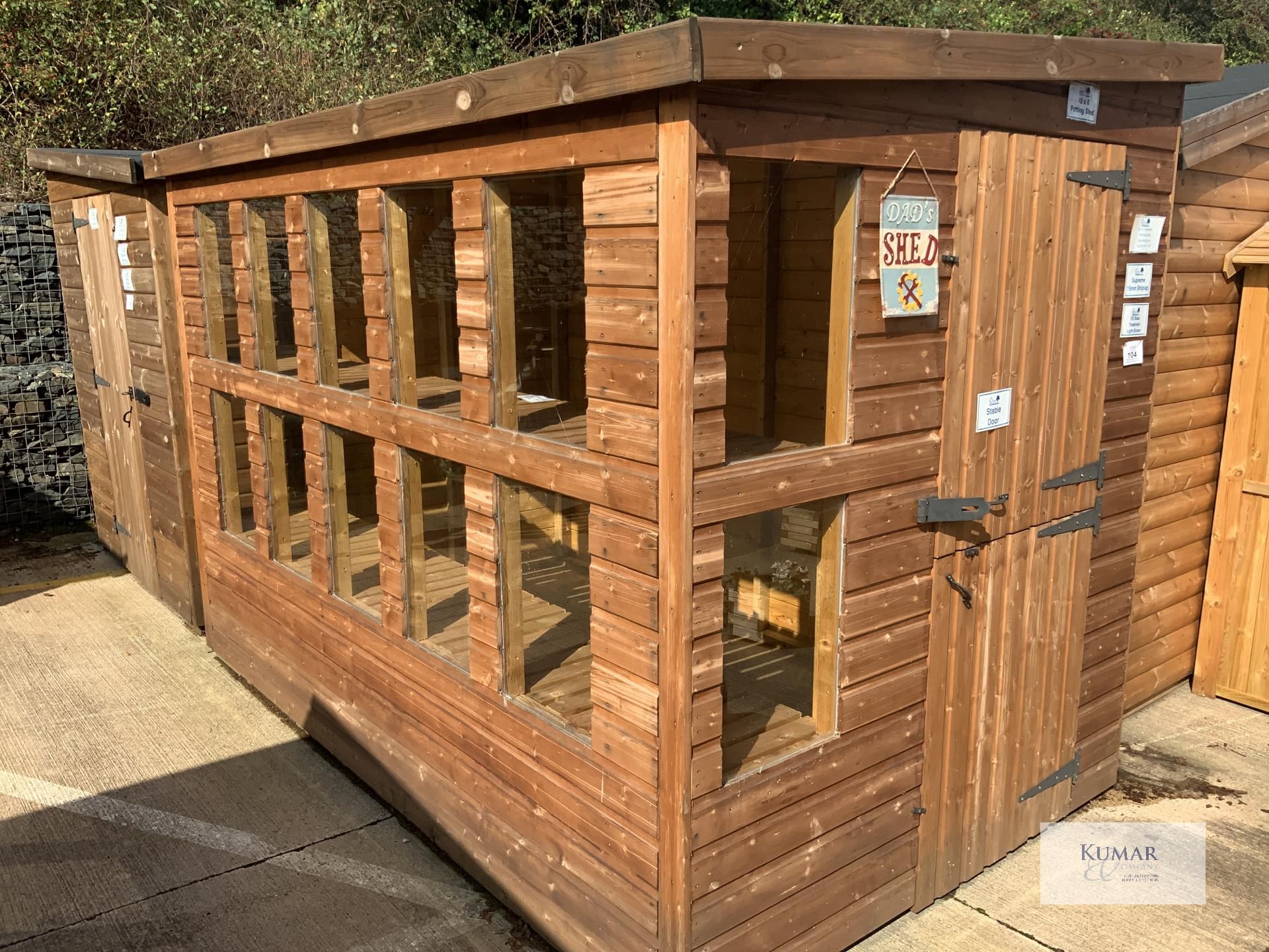 10 x 8 Supreme Potting Shed with Windows, Supreme 19mm Shiplap, Oil Base Treatment Light Brown,