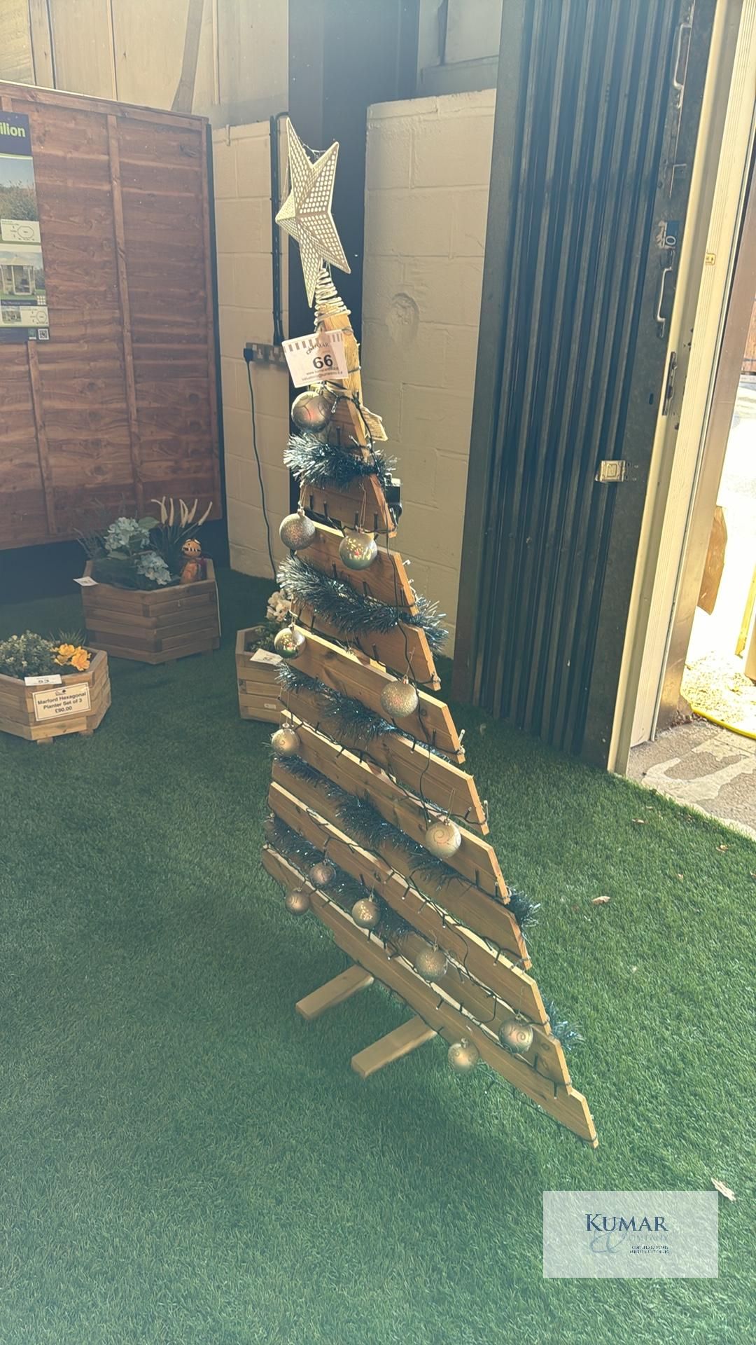 Wooden Xmas Tree with Decorations - Image 3 of 3
