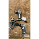 3: Various Air Tools Comprising 1/2" Air Gun, Drill & Tyre Inflator