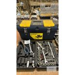 Socket Set with Tools in Black Carry Case & Stanley 24" Plastic Toolbox with Tools As Pictured