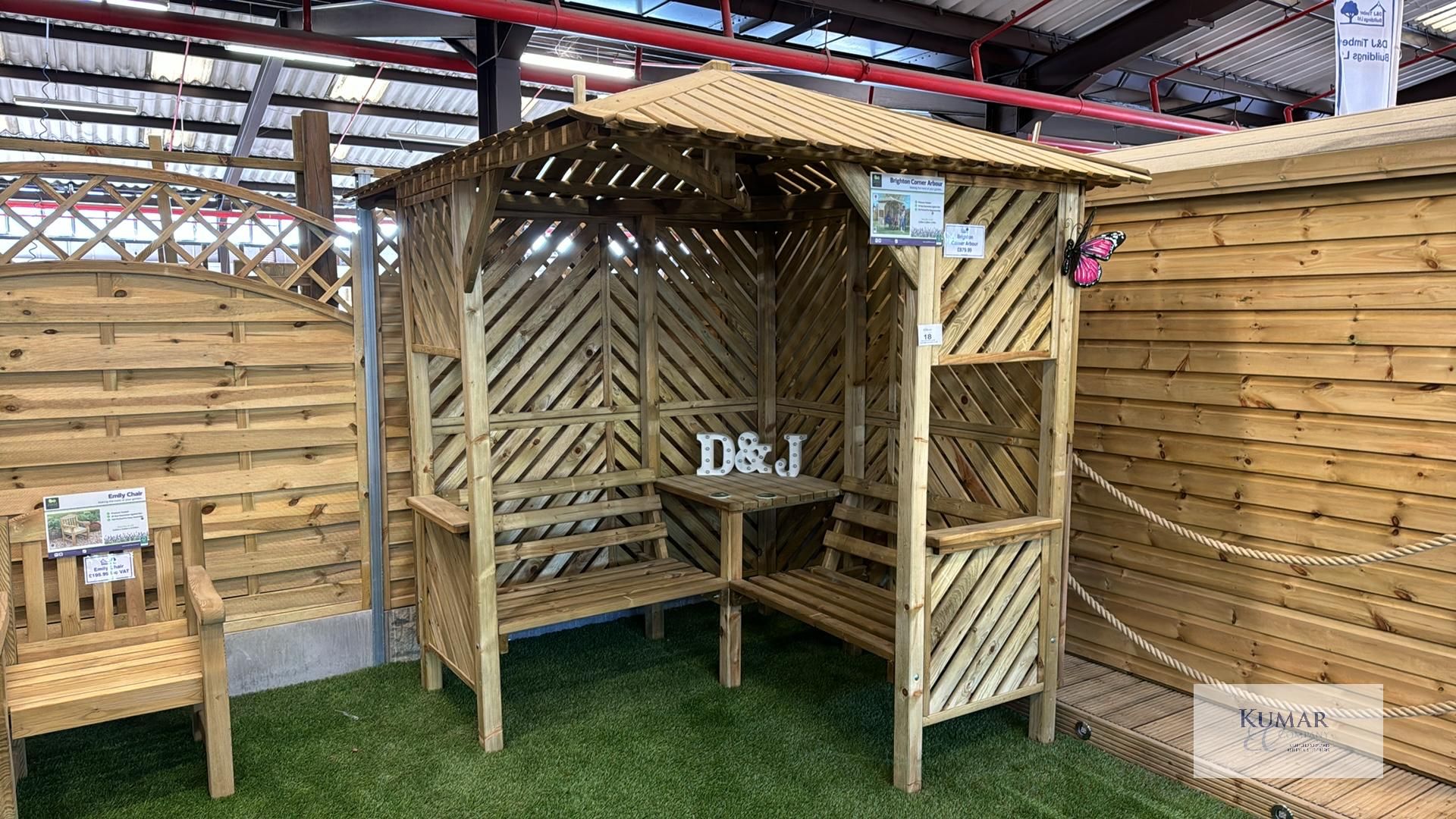 Brighton Corner Arbour with Internal Seating, Sizes (W x D x H) 2.0m x 2.2m x 2.49m RRP £879.99 -