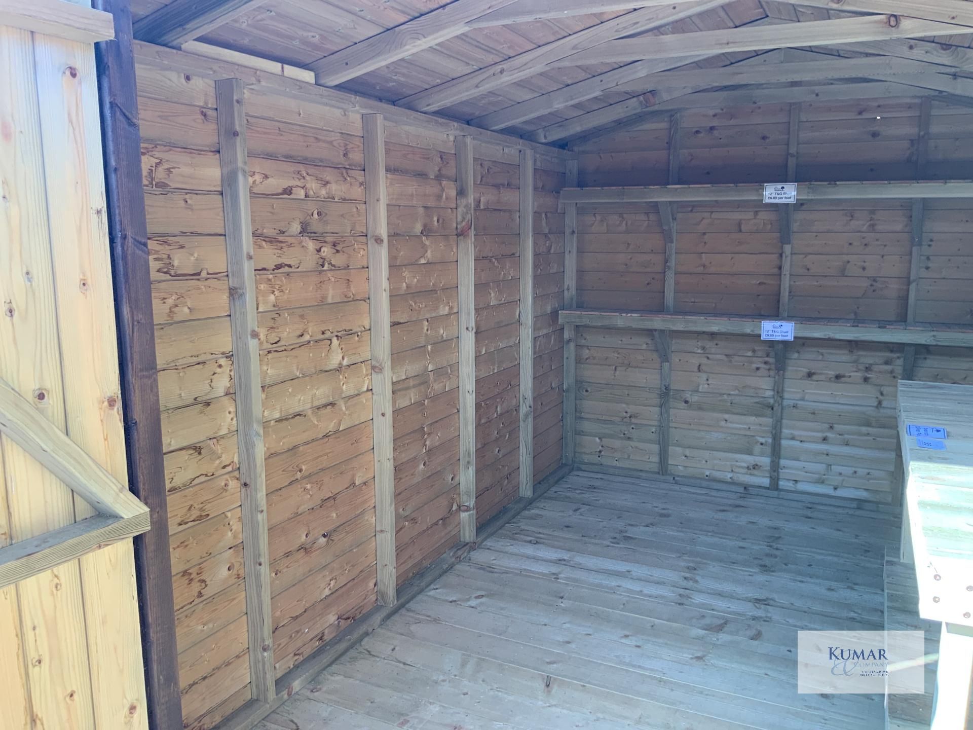 12 x 8 Apex Supreme Garden Shed with Windows, Supreme 19mm Shiplap, Oil Base Treatment Dark Brown, - Image 11 of 14