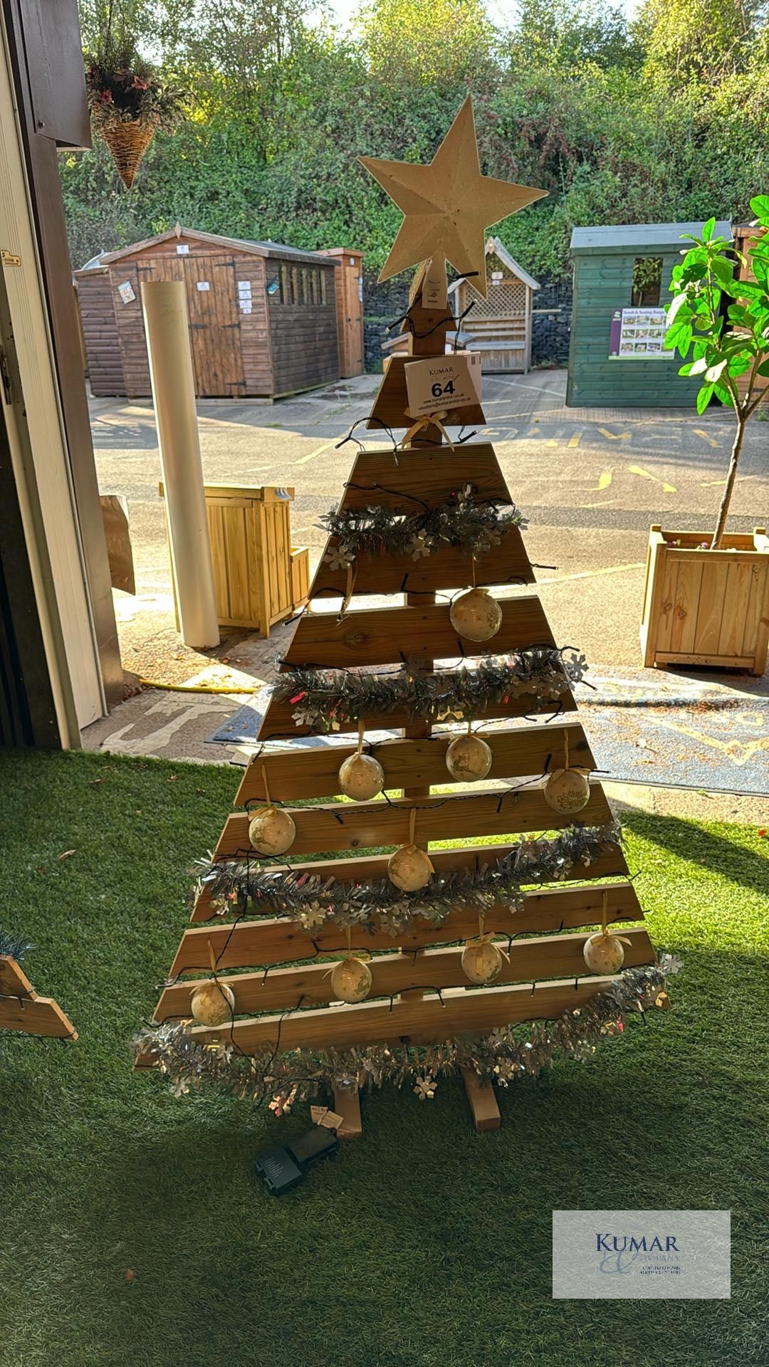 Wooden Xmas Tree with Decorations