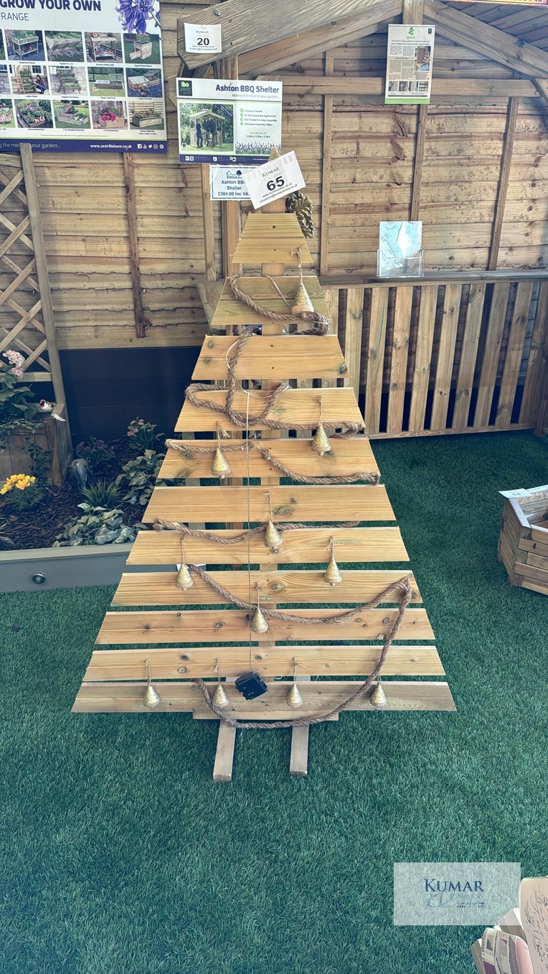 Wooden Xmas Tree with Decorations