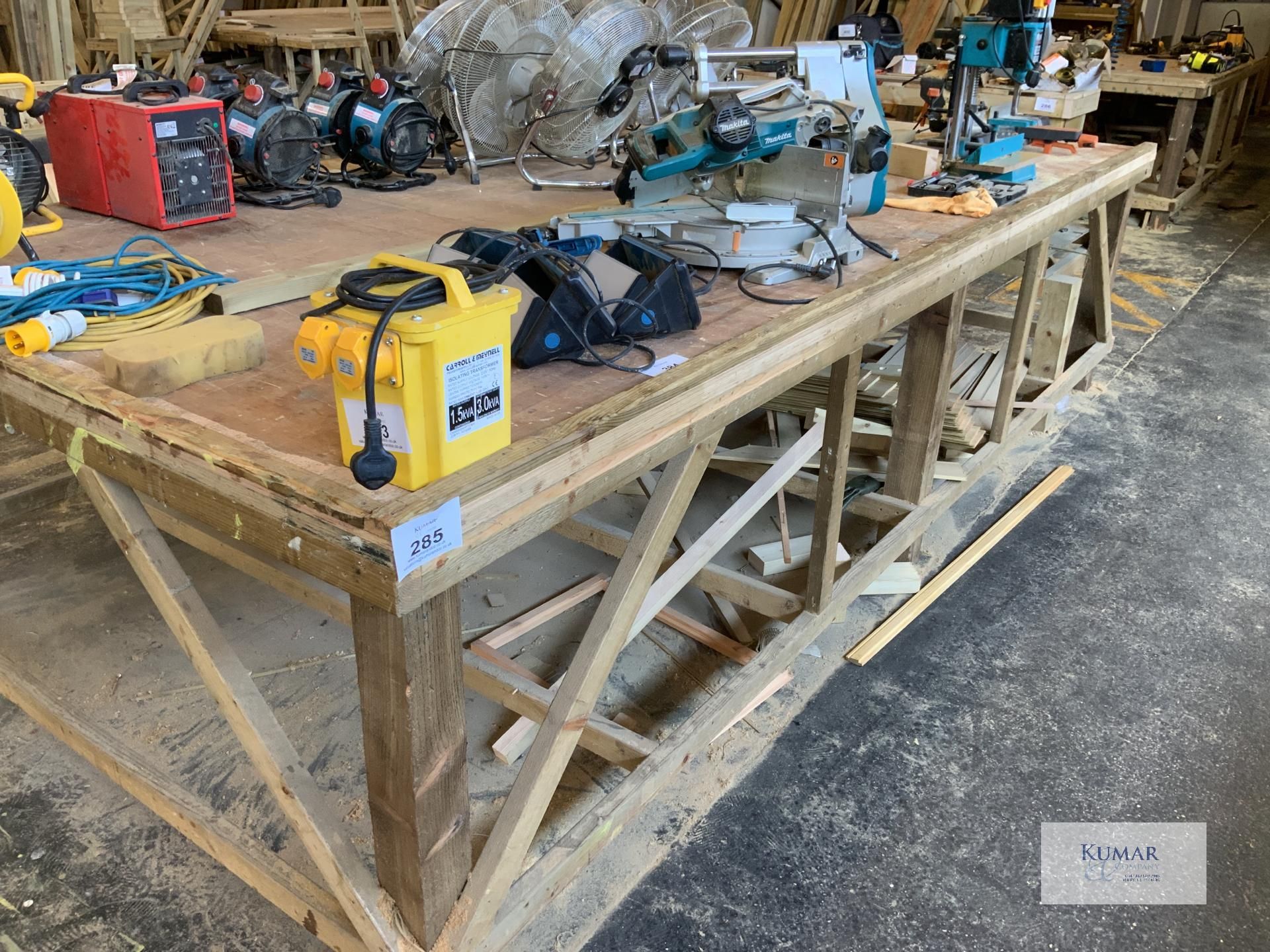 Timber Work Bench 3.7 M X 2 M . Contents Not Included - Image 2 of 4