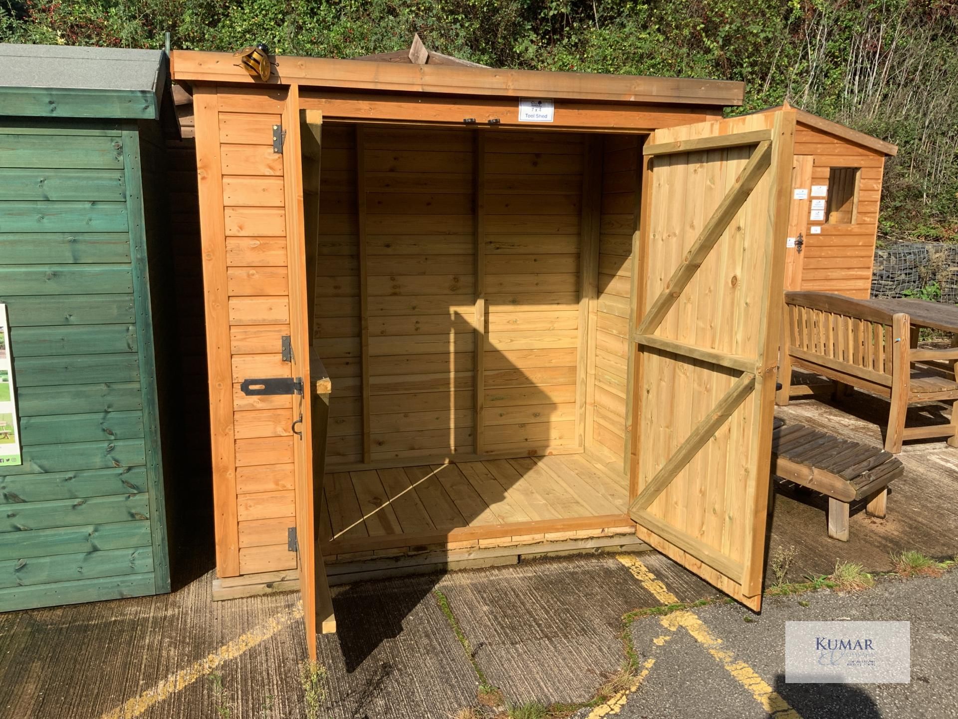 7 x 4 Supreme Tool Shed with Double Doors, Supreme 19mm ShipLap, Oil Base Treatment Golden Brown, - Image 7 of 8