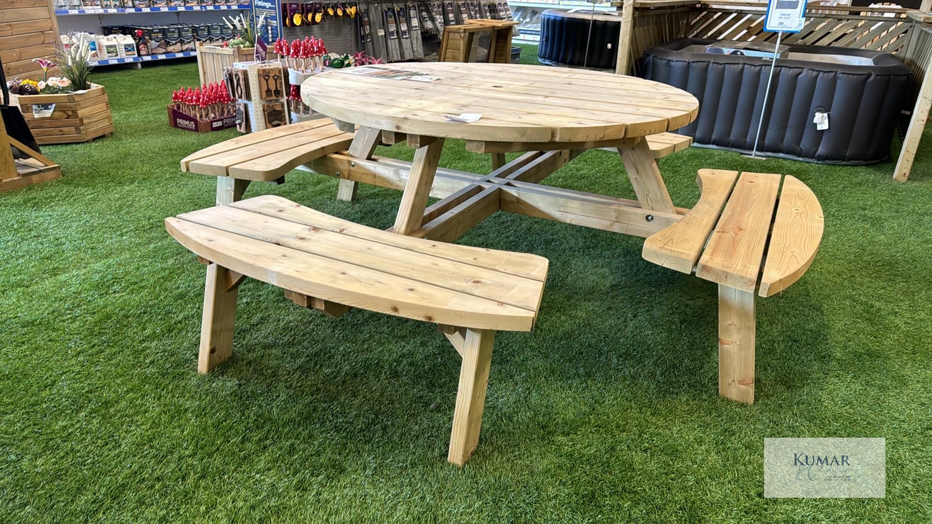 Rose Round Picnic Table w2.10m x h 2.23m, RRP £555.99 - Image 7 of 8