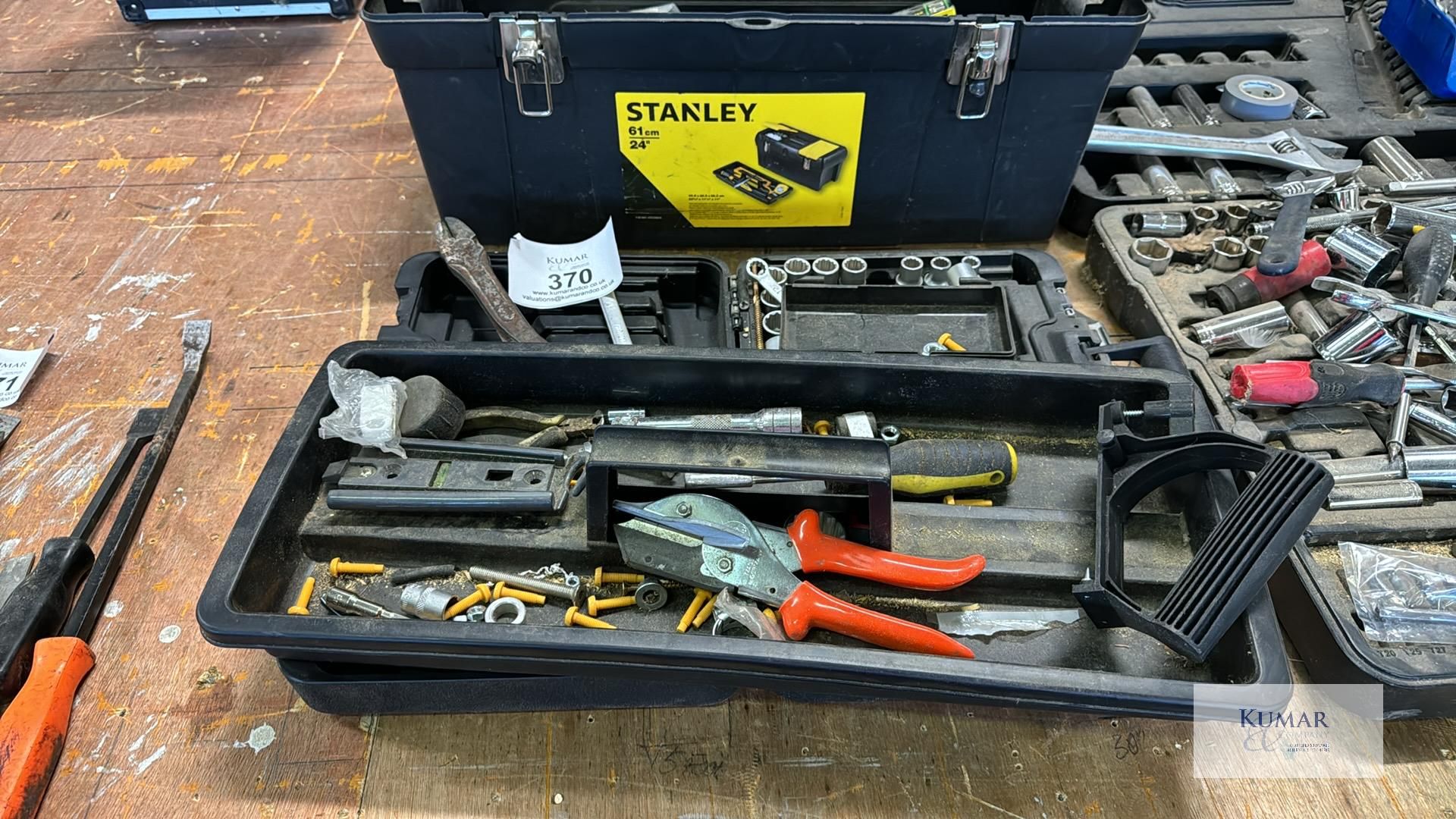 Socket Set with Tools in Black Carry Case & Stanley 24" Plastic Toolbox with Tools As Pictured - Image 5 of 7