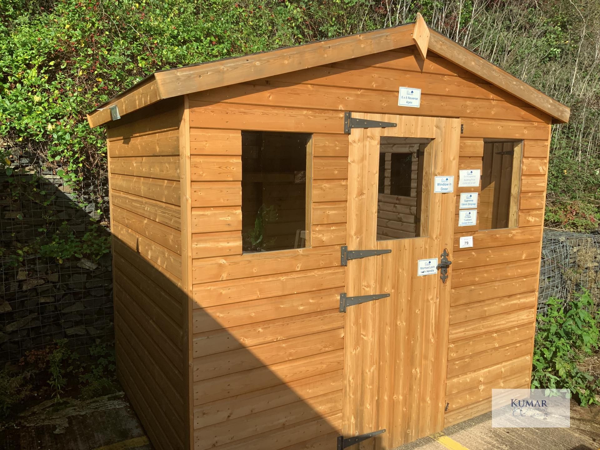 6 x 8 Reverse Apex Supreme Garden Shed with Window in Door, Supreme 19mm ShipLap, Oil Base Treatment - Image 2 of 10