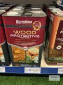 4: 5Ltr Barrattine Wood Protective Treatment Holly Green (RRP £30.30 each)