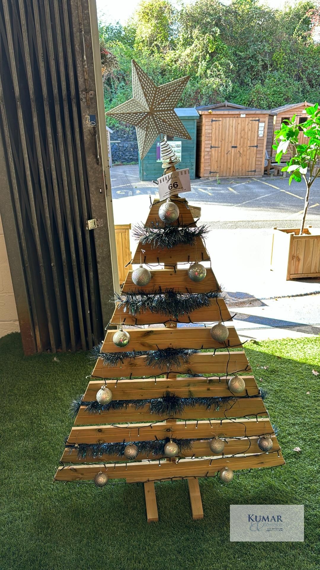 Wooden Xmas Tree with Decorations