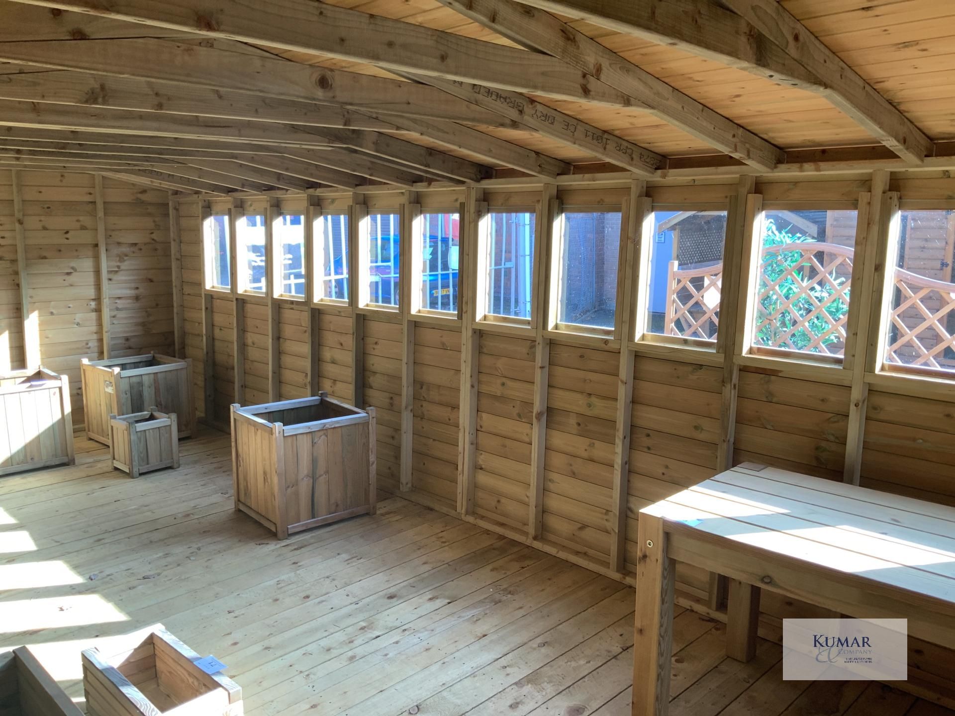 24 x 12 Apex Supreme Garden Workshop/Shed with Windows, Supreme 19mm Log Lap, Oil Base Treatment - Image 12 of 15